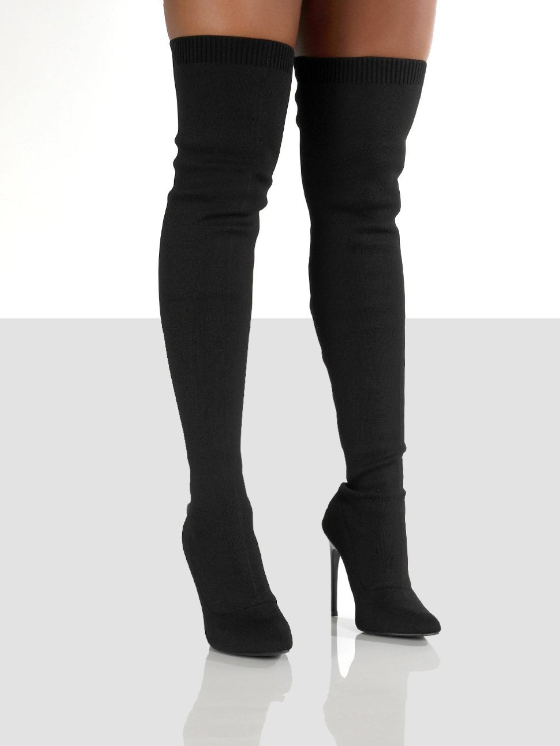 Point Toe Over Knee Stiletto Boots Front