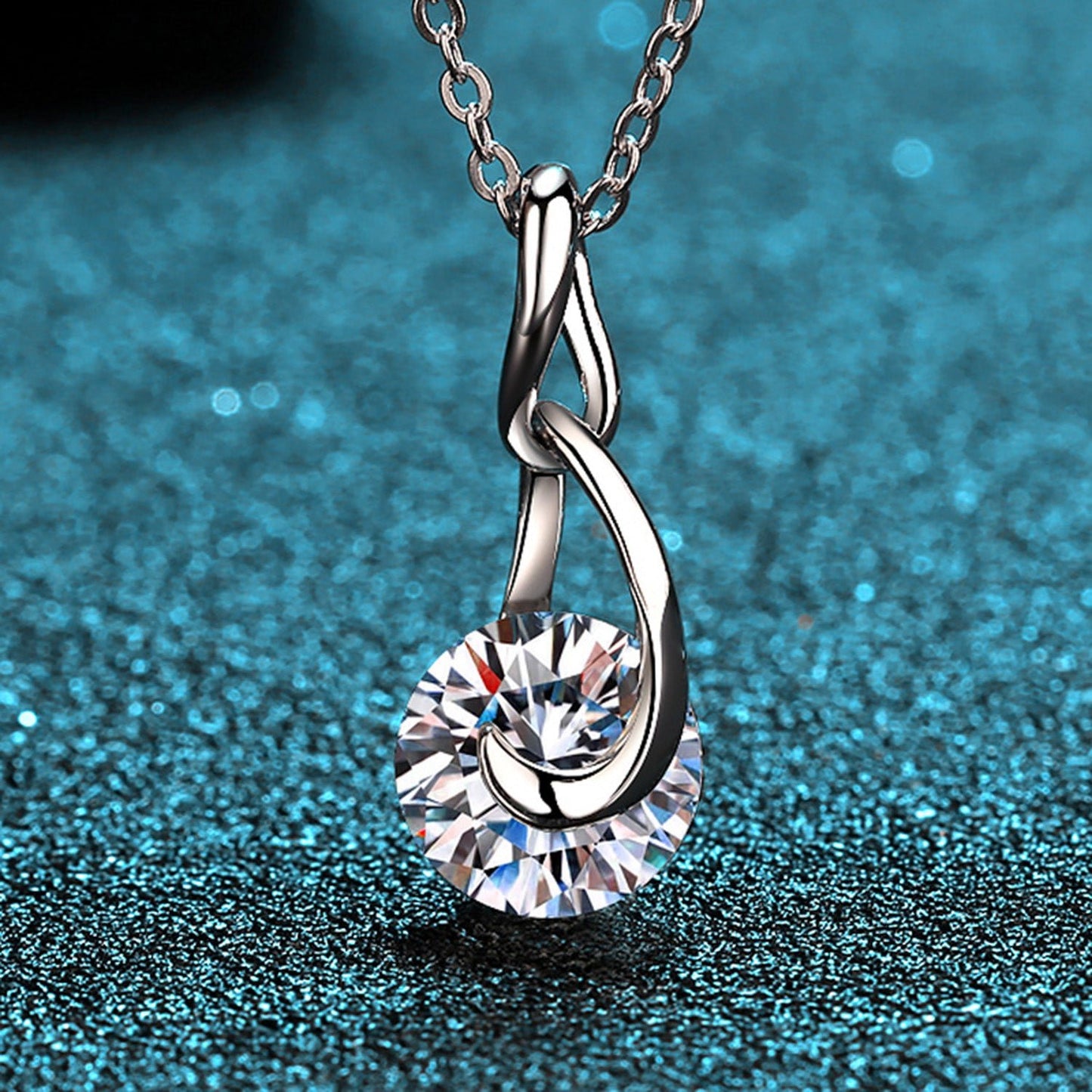 2 Carat Moissanite 925 Sterling Silver Necklace Front