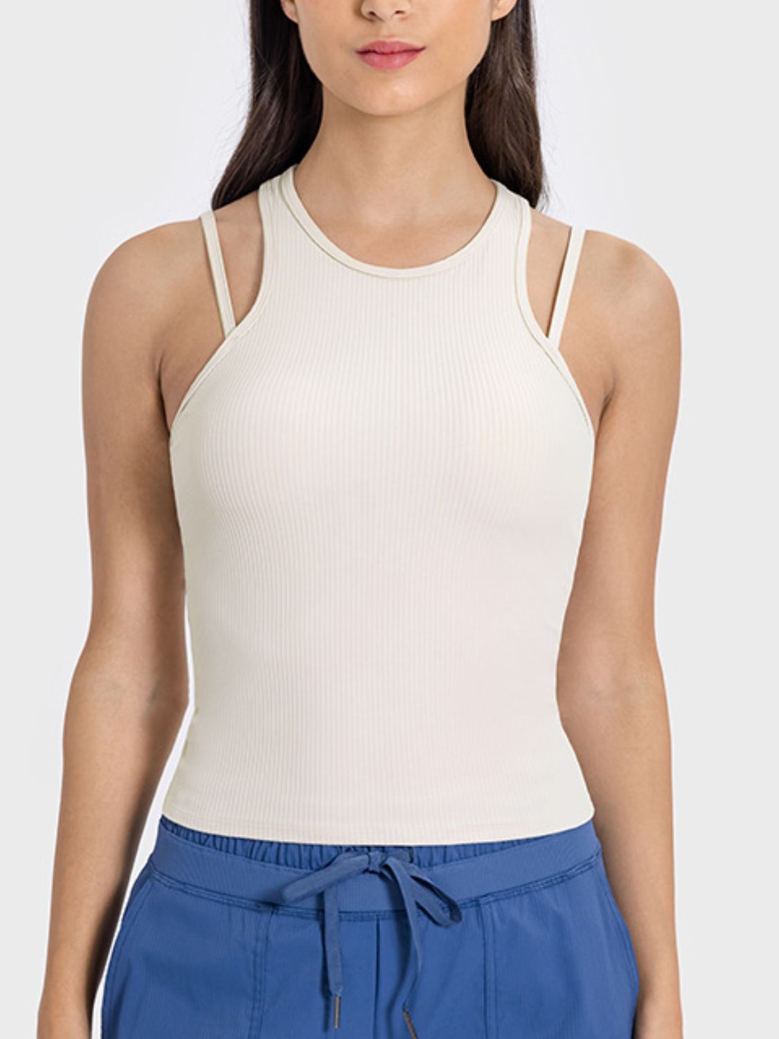 Millennia Cutout Round Neck Racerback Active Tank