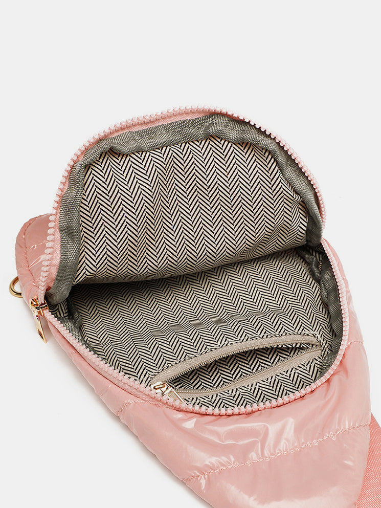 Quilted Adjustable Strap Puffy Sling Bag