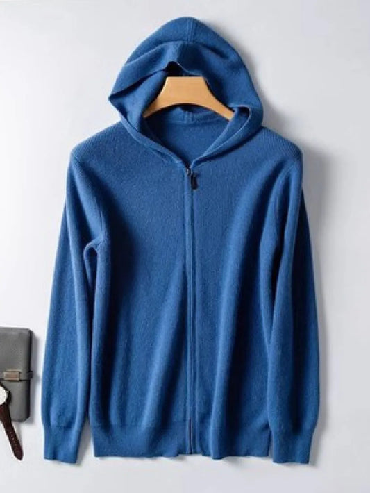 Men's Plus Size Zip Up Long Sleeve Hooded Cardigan