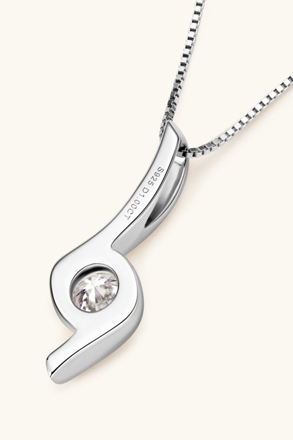 1 Carat Moissanite 925 Sterling Silver Necklace Back
