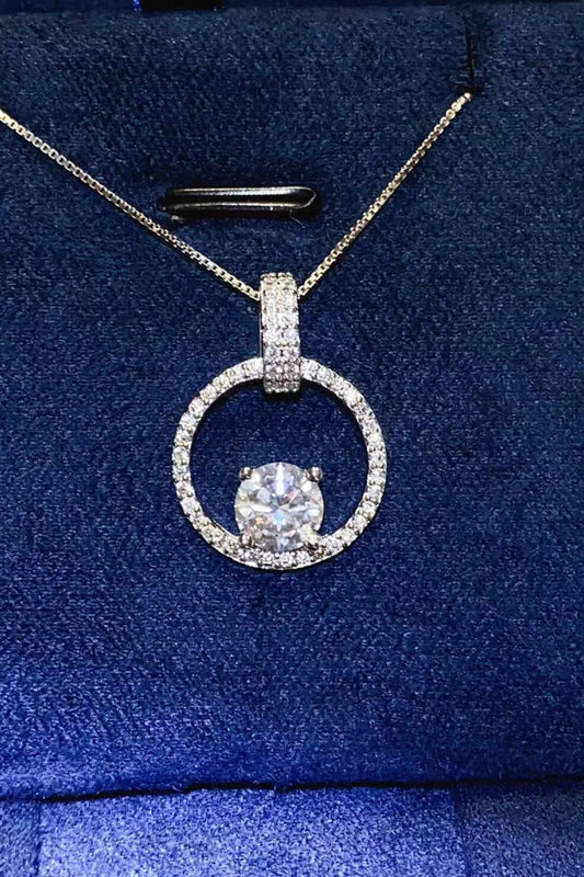 1 Carat Moissanite 925 Sterling Silver Necklace Front