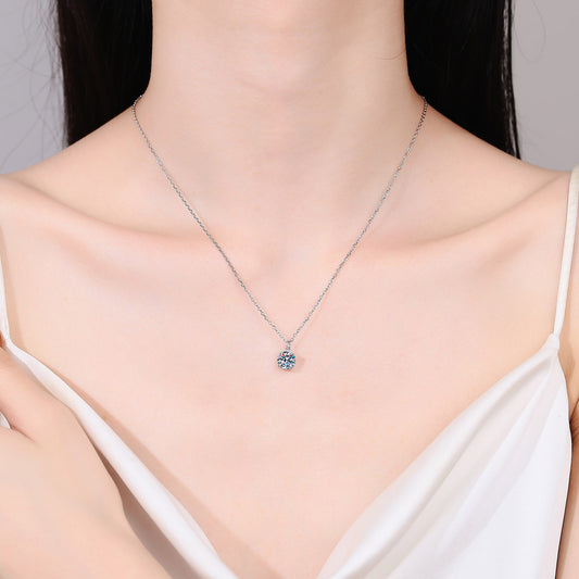 1 Carat Moissanite 925 Sterling Silver Necklace Neck