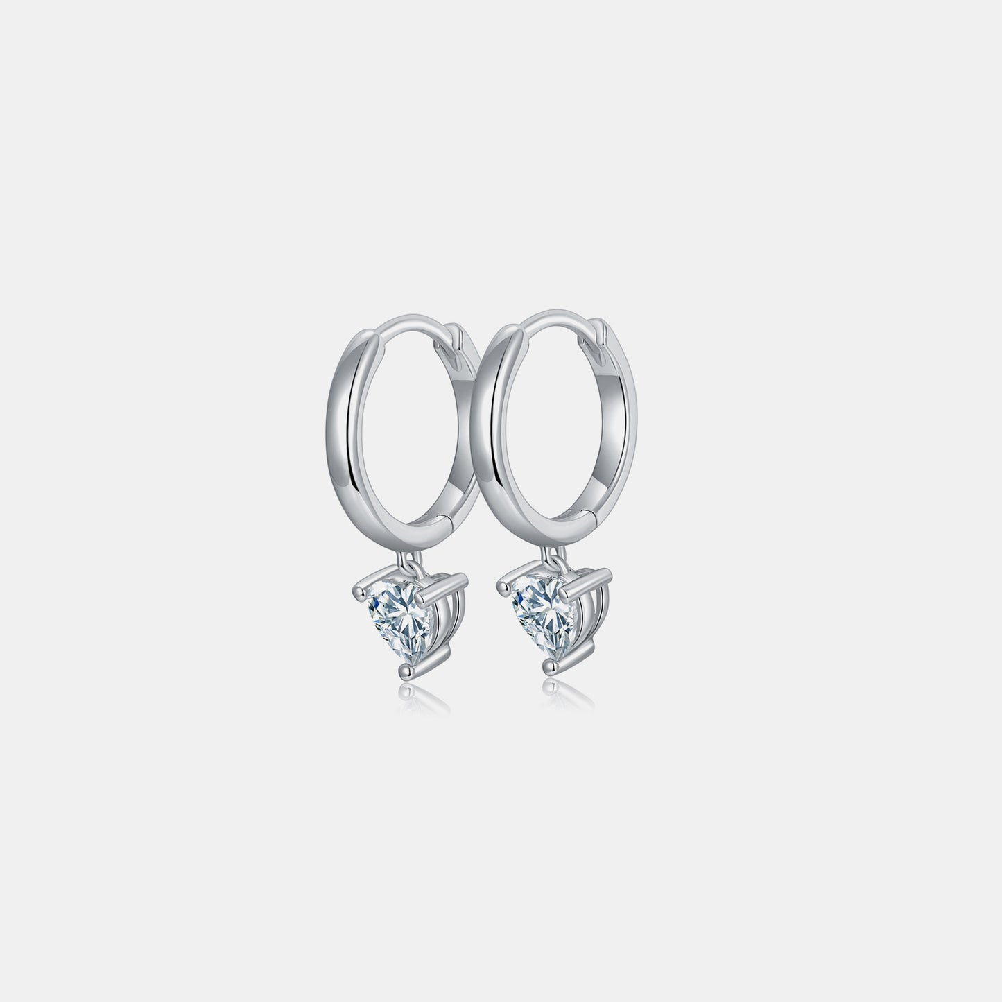 1 Carat Moissanite 925 Sterling Silver Heart Earrings Side