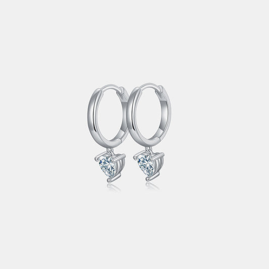 1 Carat Moissanite 925 Sterling Silver Heart Earrings Side