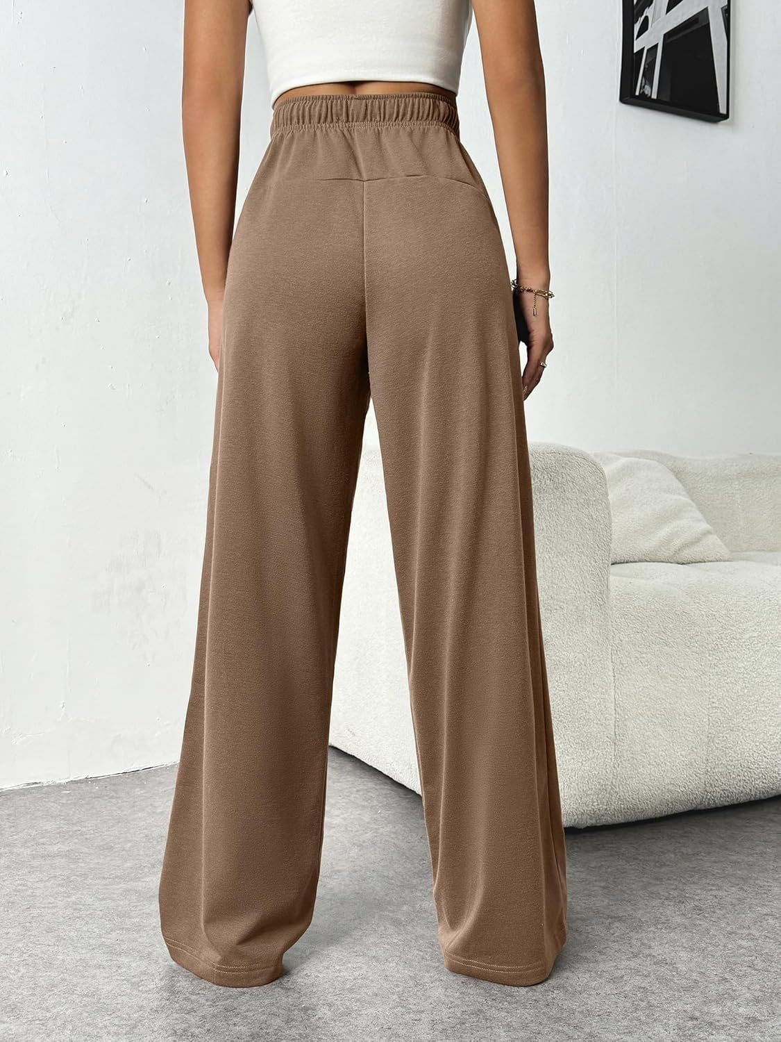 Drawstring Wide Leg Pants with Pockets back