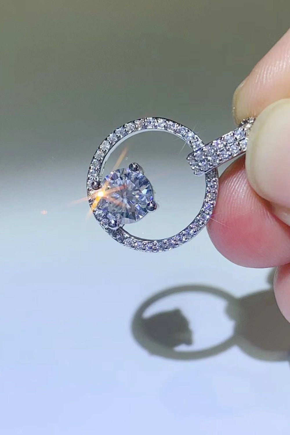 1 Carat Moissanite 925 Sterling Silver Necklace Side