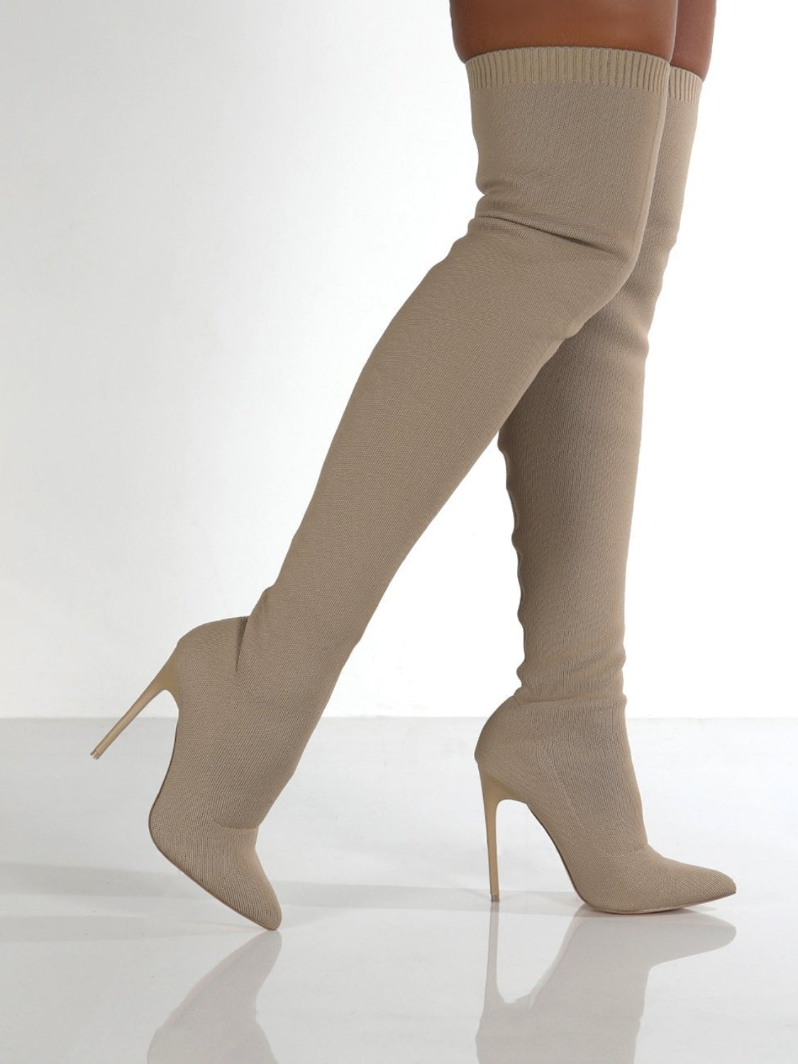 Point Toe Over Knee Stiletto Boots Side