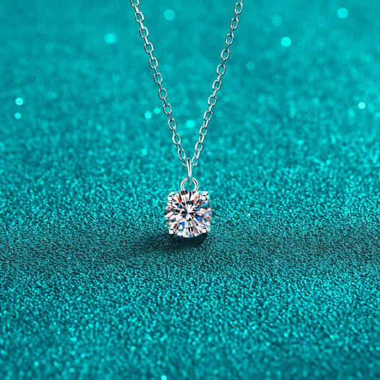 1 Carat Moissanite 925 Sterling Silver Necklace Front