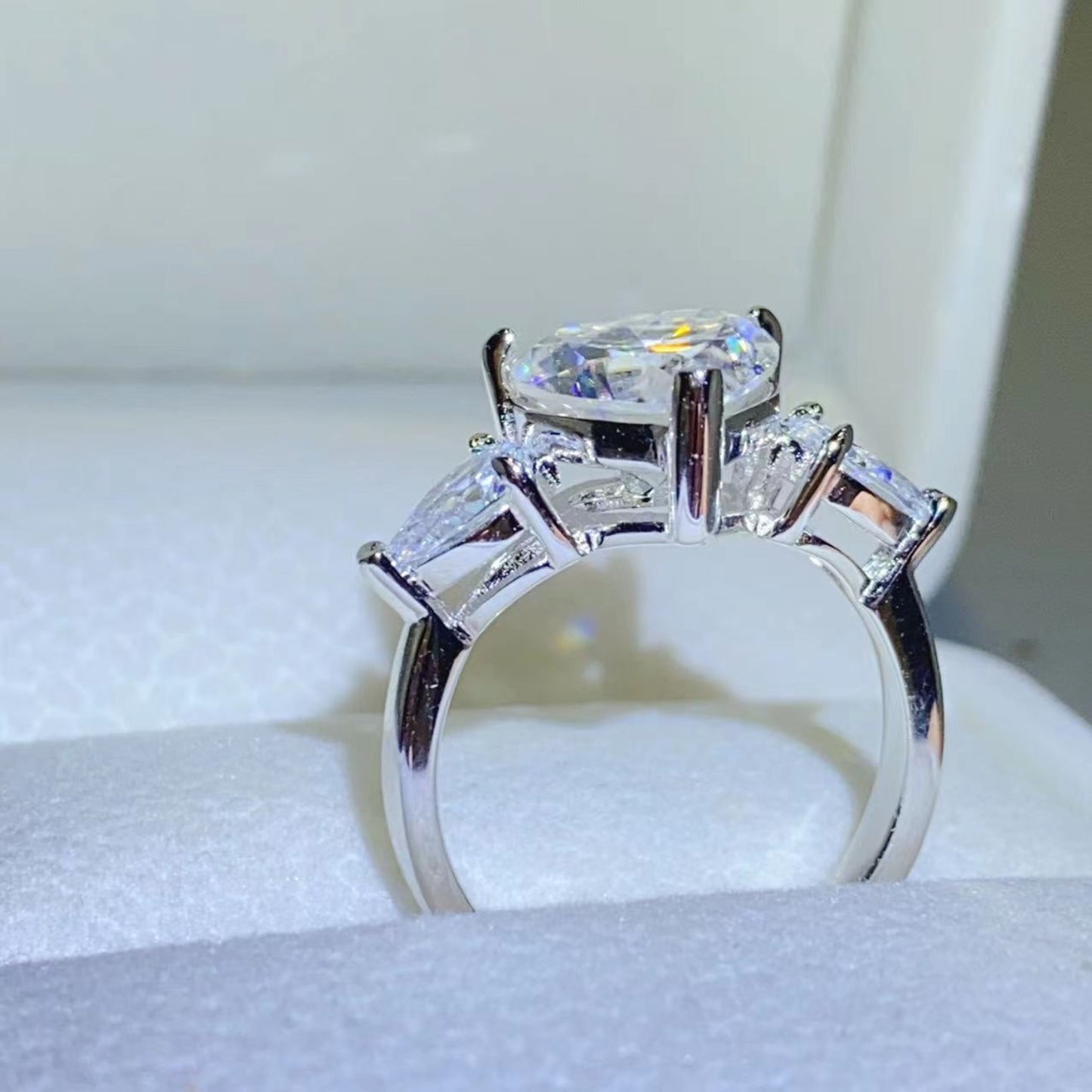 3 Carat Moissanite 925 Sterling Silver Ring Side