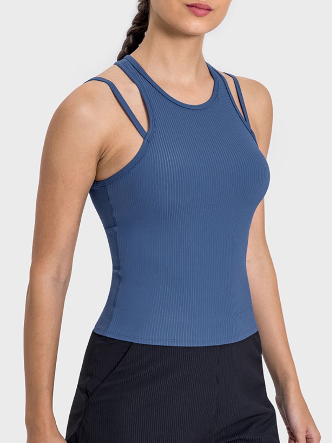 Millennia Cutout Round Neck Racerback Active Tank