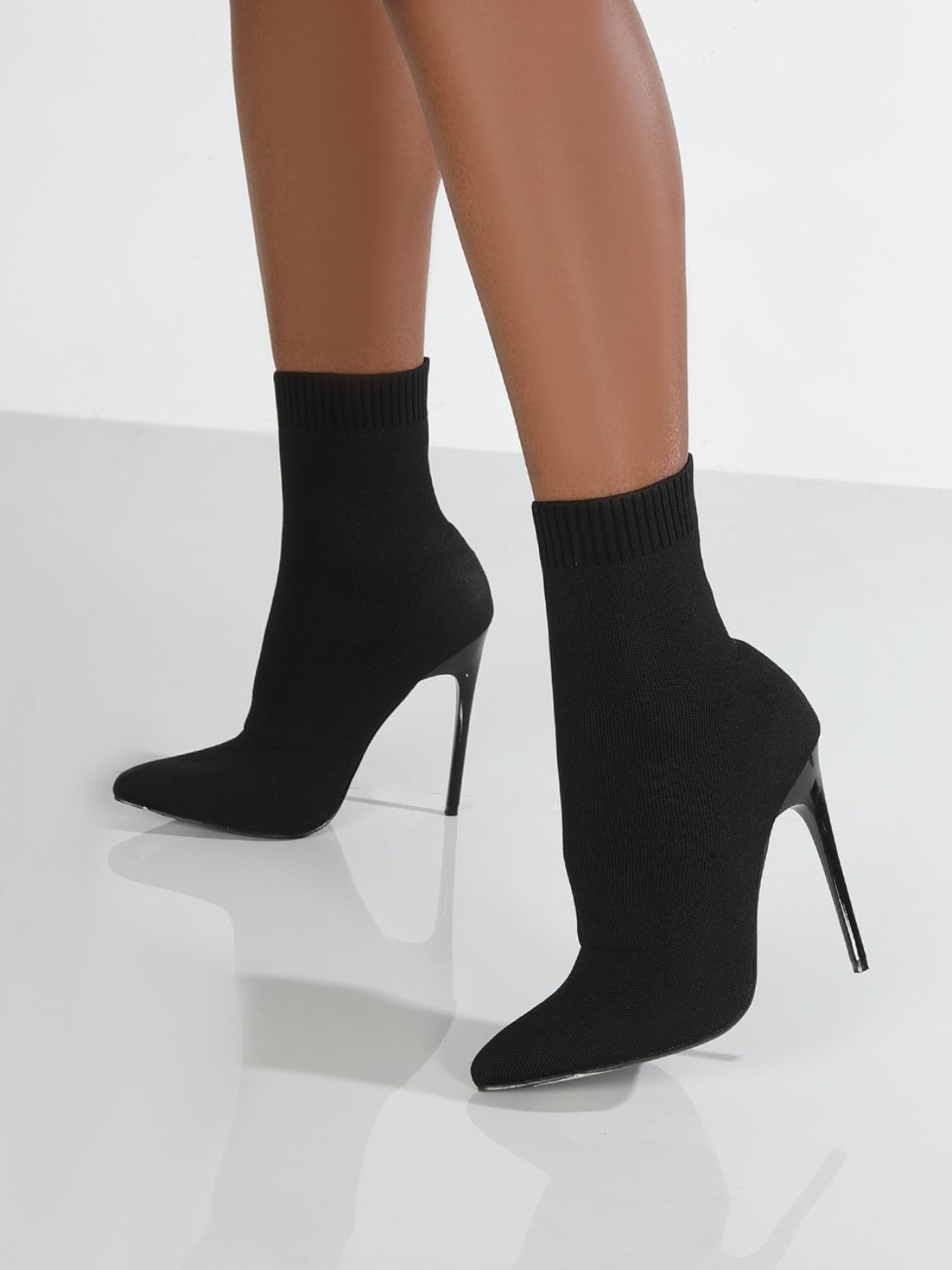 Mesh Point Toe Stiletto Boots Side