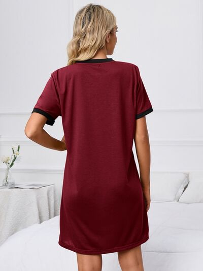 Contrast Trim Round Neck Mini Dress Back