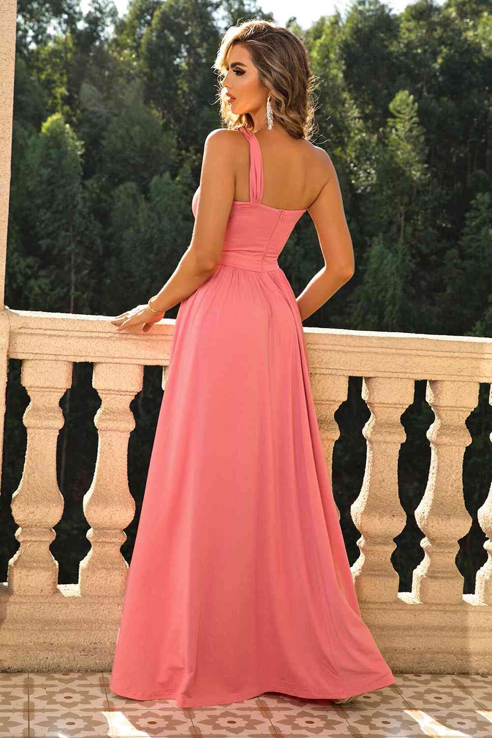 One-Shoulder Split Maxi Dress Back