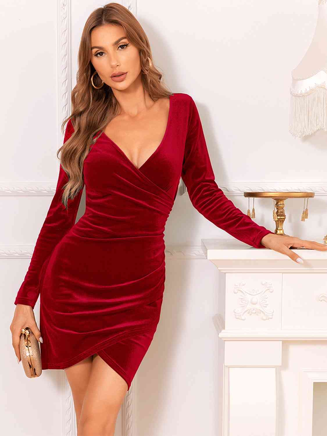 Long Sleeve Tulip Hem Dress Front