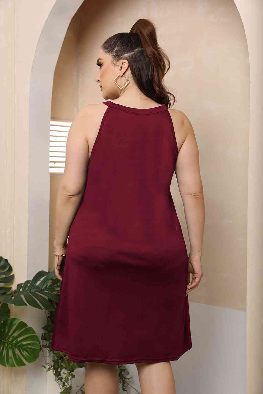 Plus Size Cutout Round Neck Sleeveless Dress back