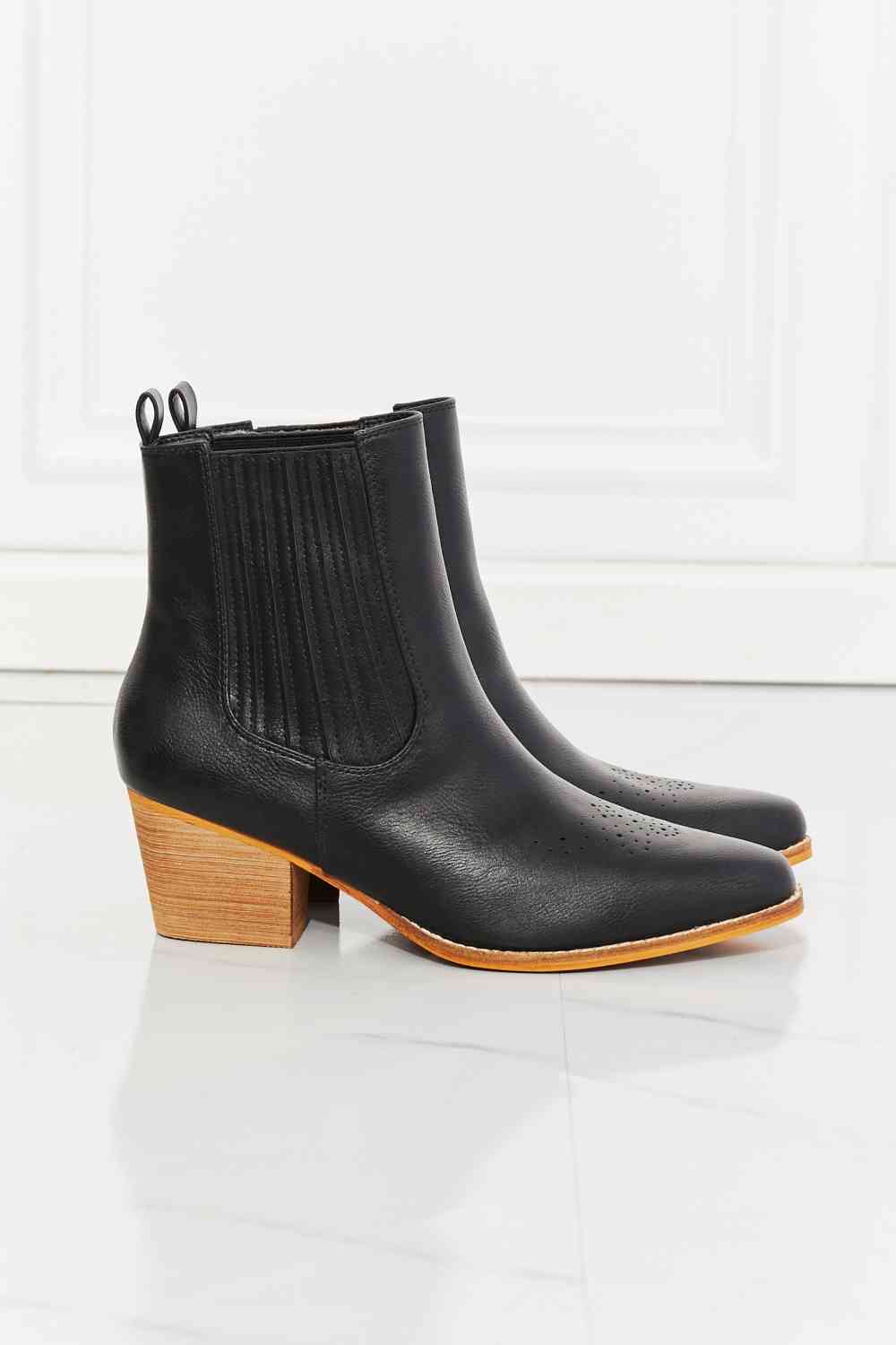 Stacked Heel Chelsea Boot in Black