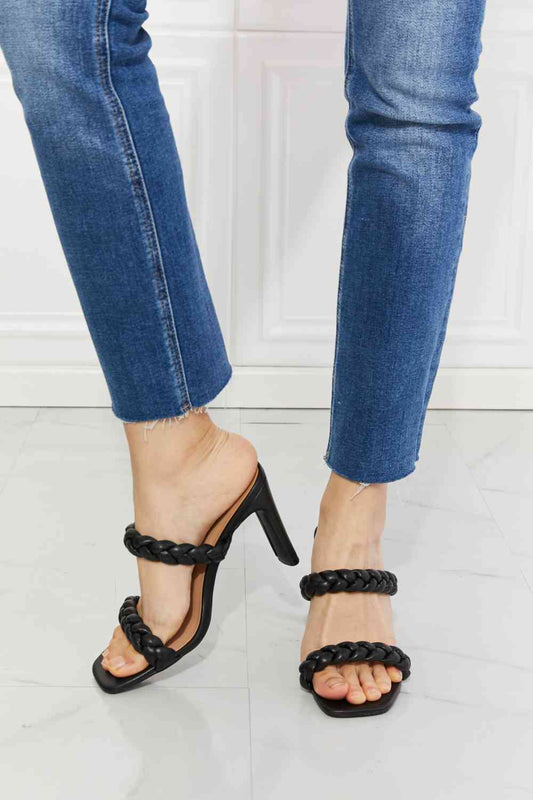 MMShoes In Love Double Braided Block Heel Sandal in Black