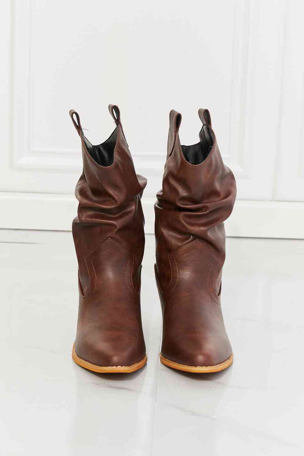 MMShoes Better in Texas Scrunch Cowboy Boots in Brown