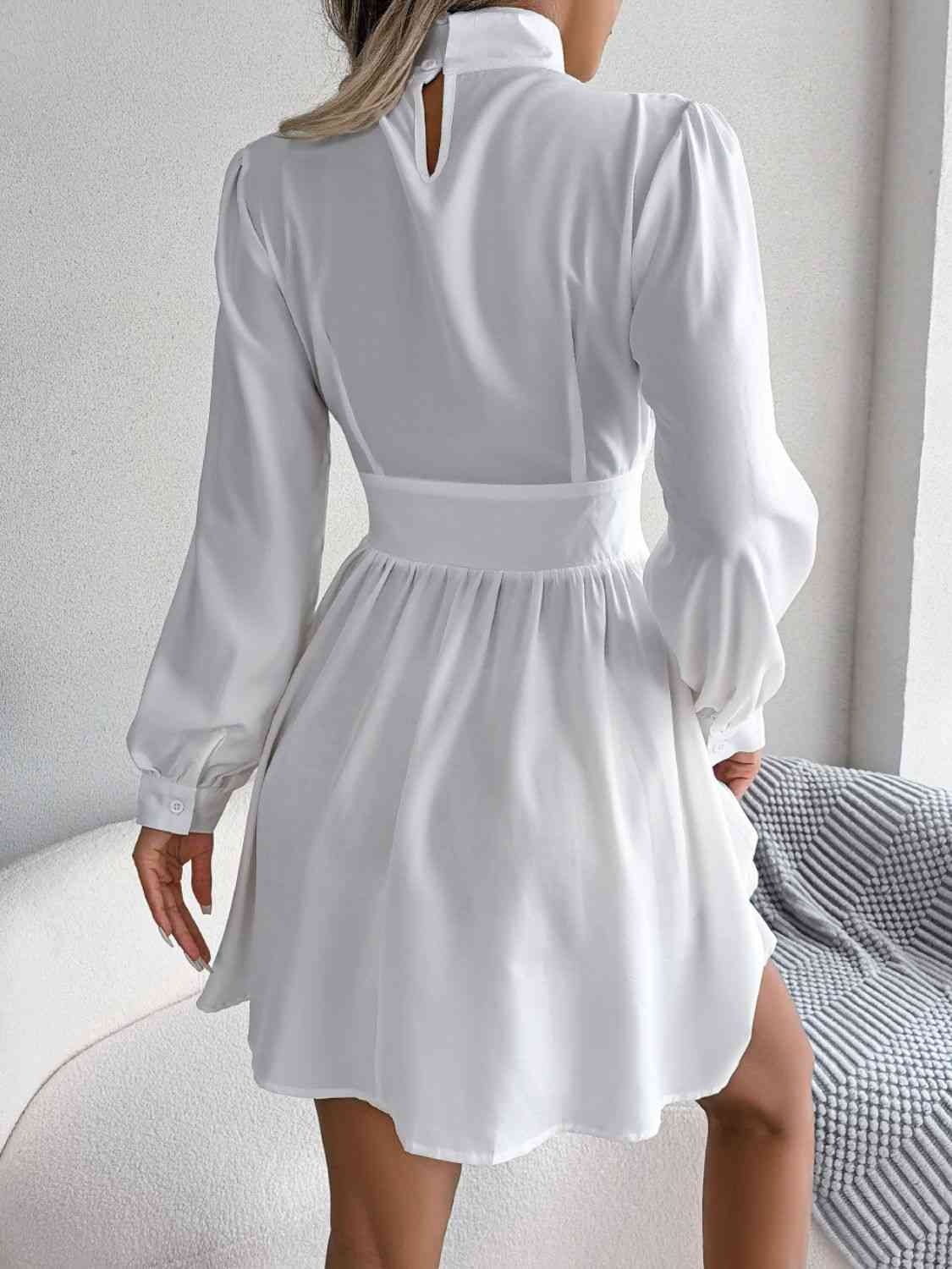 Cutout Turtleneck A-Line Mini Dress Back